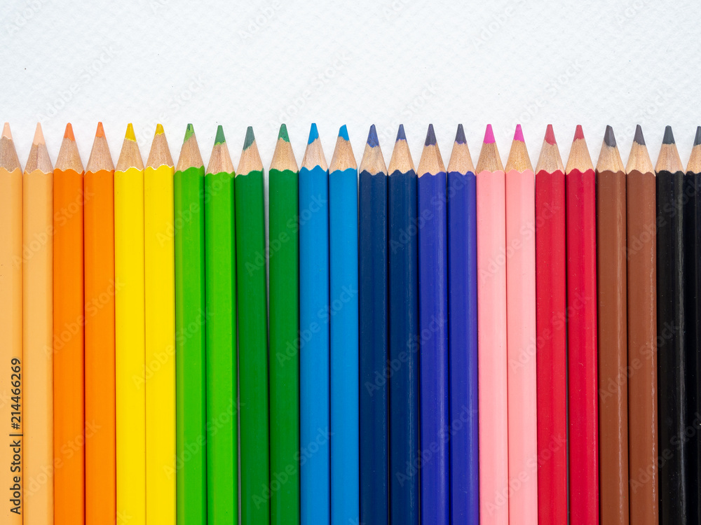 Closeup color pencils isolated on white background. The art concept. Closeup color pencils isolated on white background. The art concept.