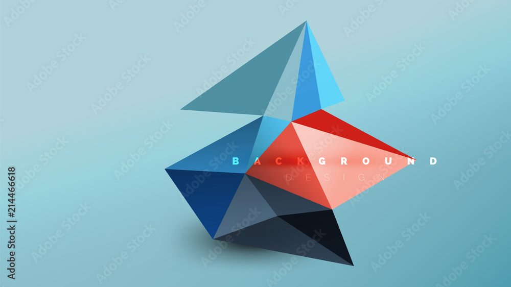 Abstract background - geometric origami style shape composition, triangular low poly design concept. Colorful trendy minimalistic illustration
