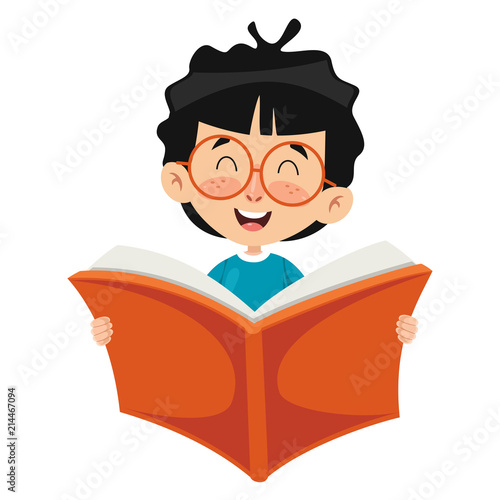 Vector Illustration Of Kid Reading Book