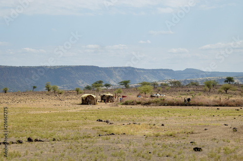 A traditional masai settlement at Magadi, Kenya