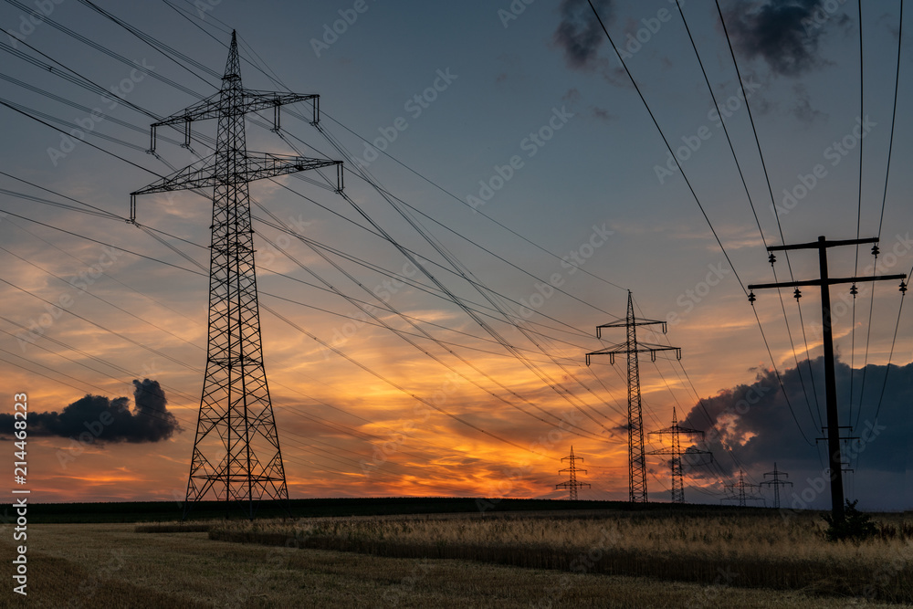 Sonnenuntergang Strommasten