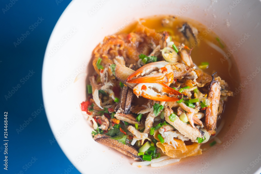 Noodles seafood Tom yum with claw Noodles seafood Tom yum with claw