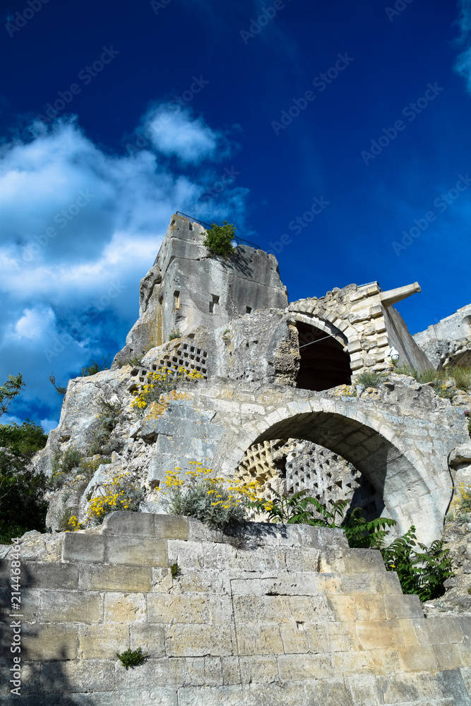 Fototapeta premium The ruins of the medieval fortress in the town of Les-Baux-De-Provence, France