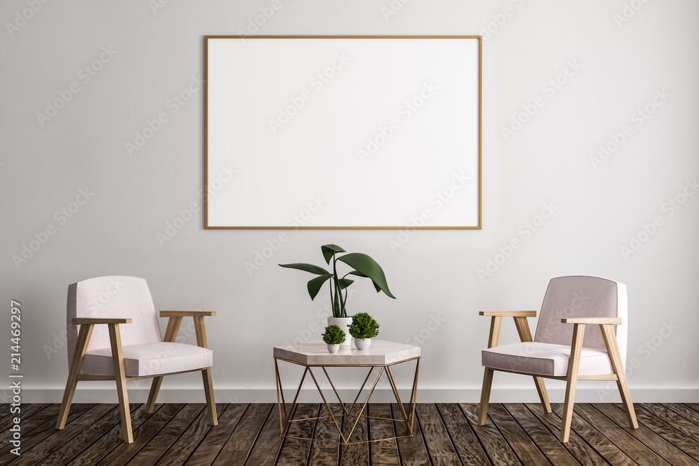Modern room with empty billboard Modern room with empty billboard