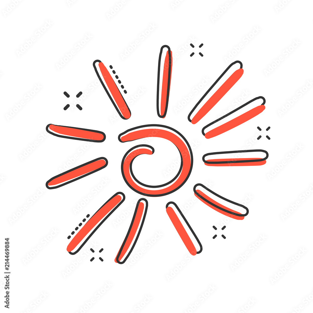 Vector hand drawn sun icon in comic style. Summer sign illustration pictogram. Sun business splash effect concept. Vector hand drawn sun icon in comic style. Summer sign illustration pictogram. Sun business splash effect concept.