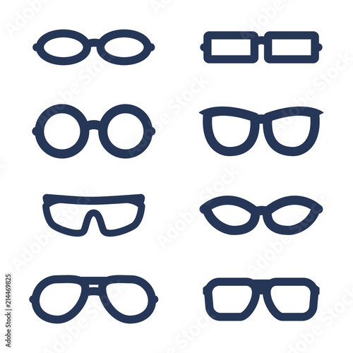 Vector Set of Basic Eyeglasses Icons.
