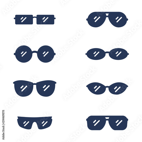 Vector Set of Silhouette Eyeglasses Icons.