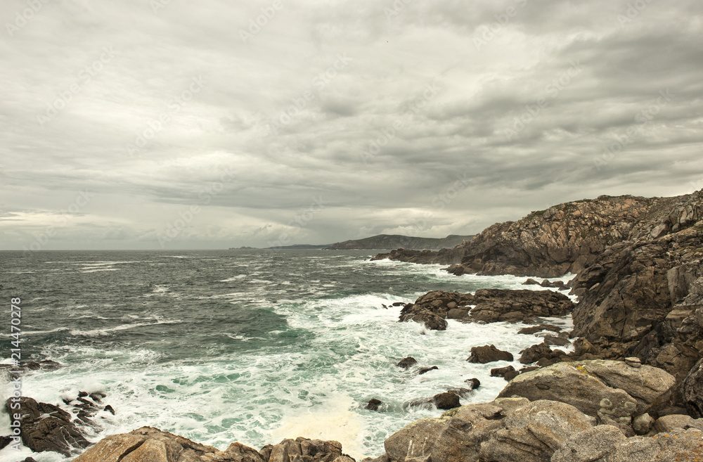 Küstenlandschaft beim Cabo Touriñan, Gemeinde Muxia (Mugía), Costa da Morte, Provinz La Coruña, Galicien Spanien