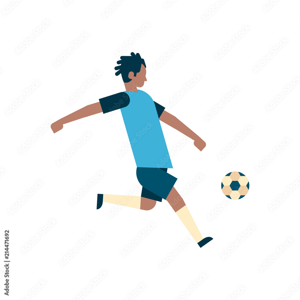 african american football player kick ball isolated sport championship flat full length vector illustration