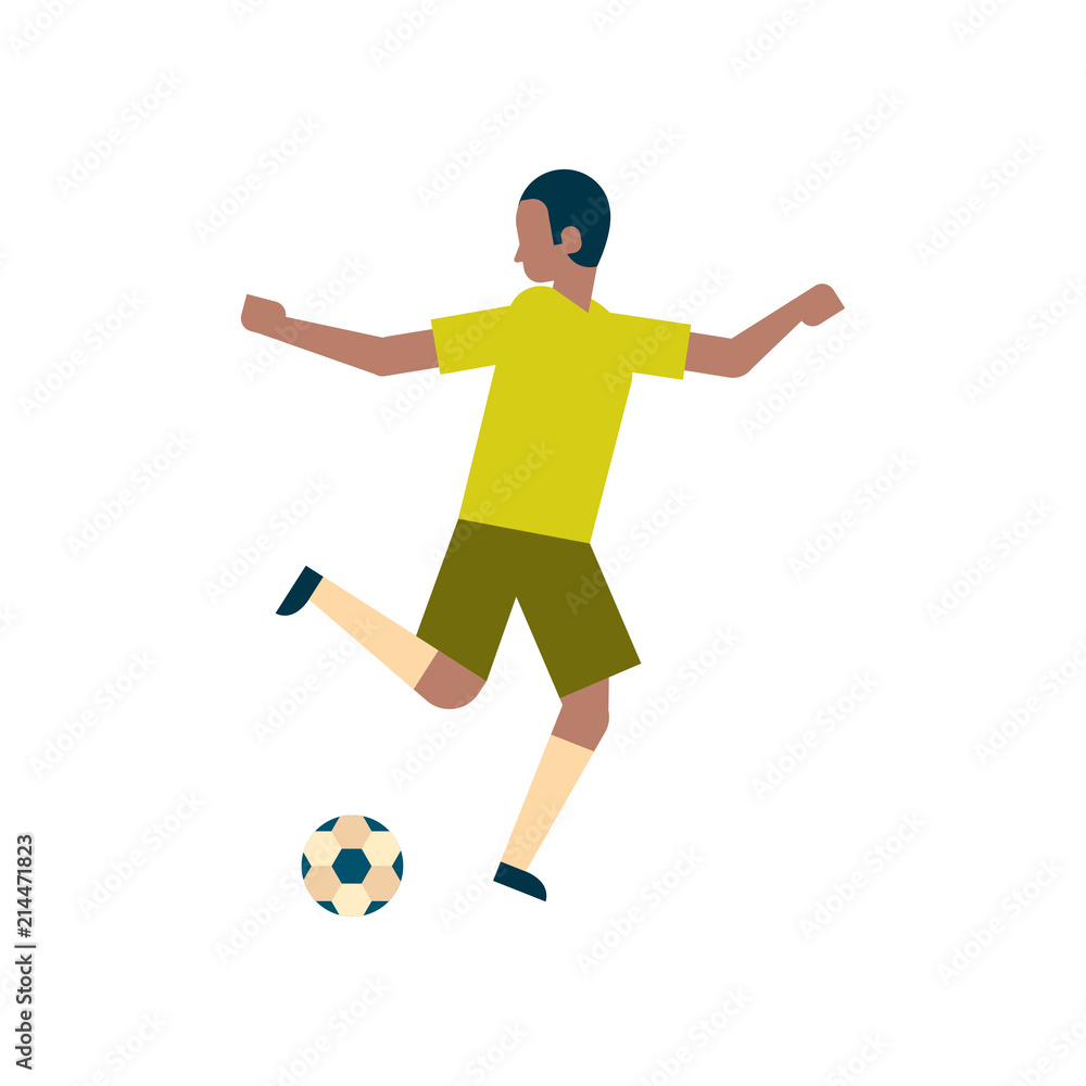 african american football player kick ball isolated sport championship flat full length character vector illustration