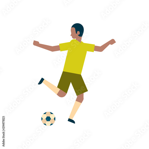 african american football player kick ball isolated sport championship flat full length character vector illustration © mast3r