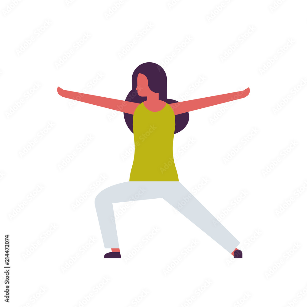 woman doing yoga exercises female cartoon character fitness activities isolated diversity poses healthy lifestyle concept full length flat vector illustration