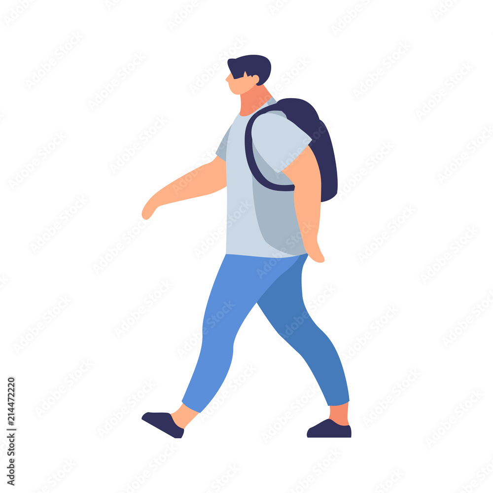 Young man with a backpack.