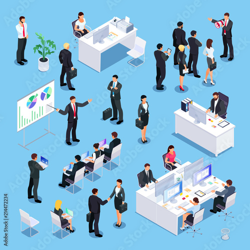 Set of isometric businessmen.