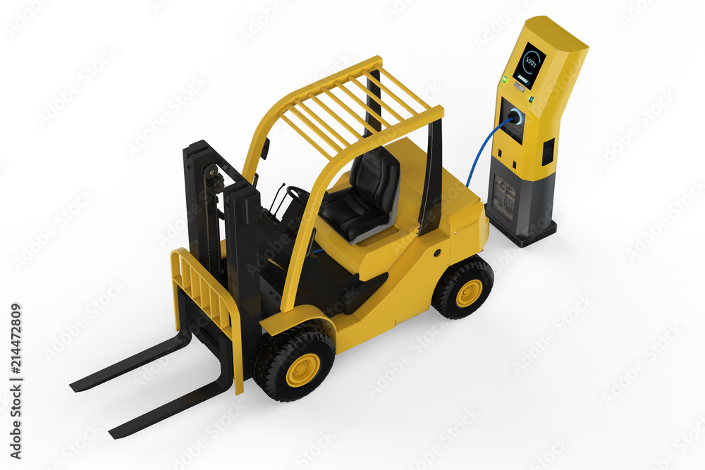 forklift truck charges at station forklift truck charges at station