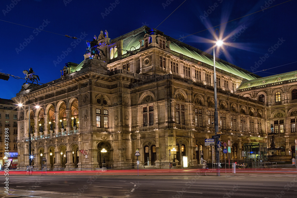View of Vienna State Opera House in night