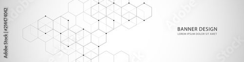 Vector banner design with hexagons abstract background.