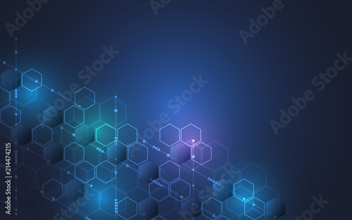 Digital technology background. Vector illustration from hexagon elements for conceptual design. © Kingline