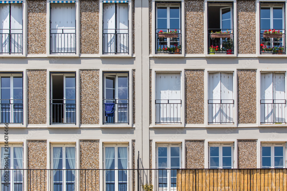 facade of buildings in the city of Le Havre, in Normandy