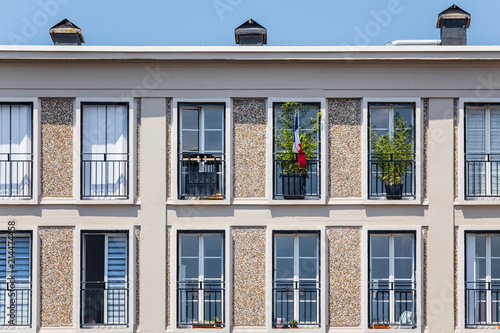 Photography facade of buildings in the city of Le Havre, in Normandy