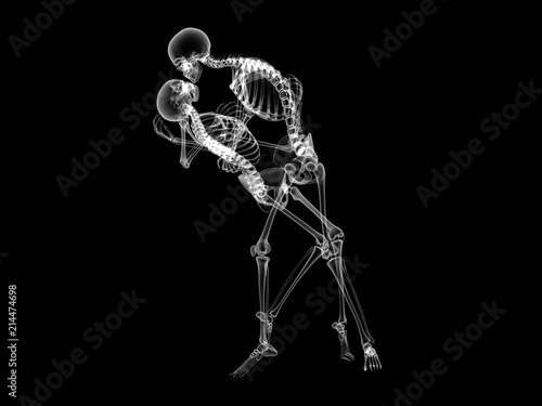 X RAY Skeleton Couple in love 3D Render