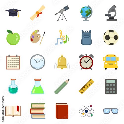Vector Set of Color Education Symbols. Back to School Icons.