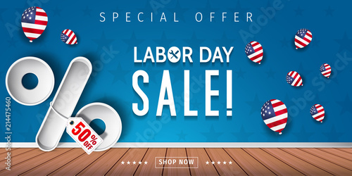Labor Day sale banner. Labor Day special offer design vector.
