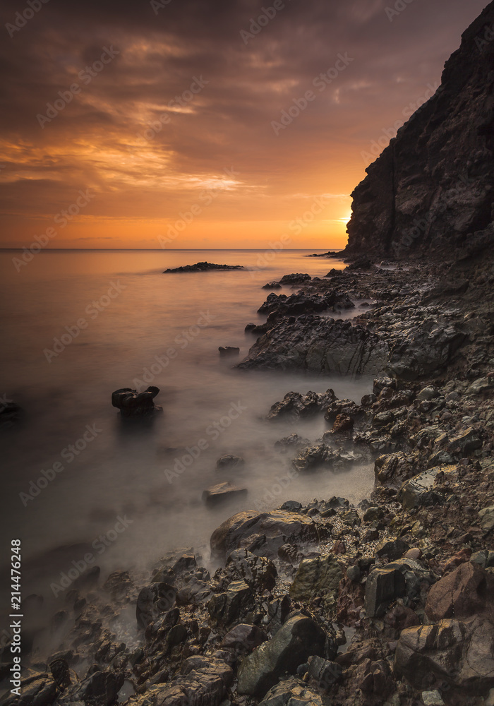 Beautiful sunrise on the beach of Los Muertos