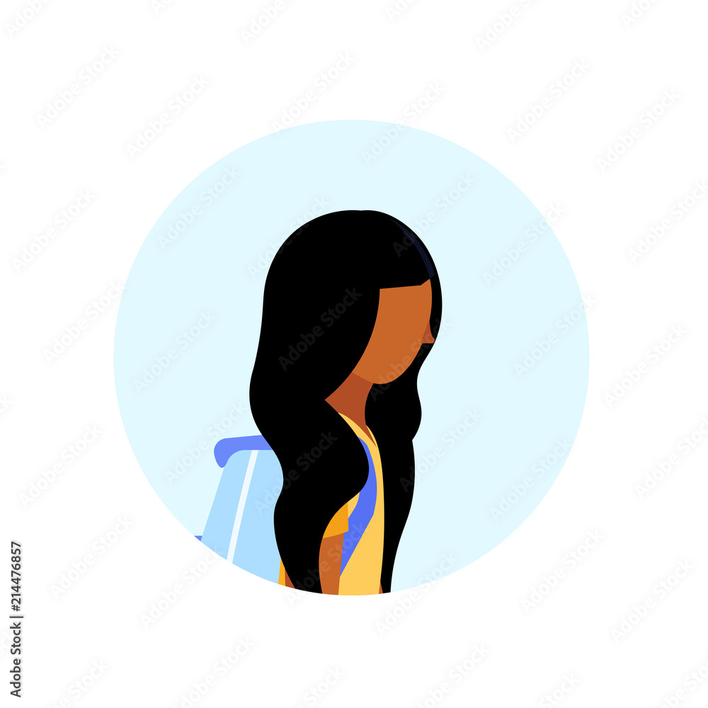 african american school girl profile avatar icon isolated female cartoon character portrait flat vector illustration