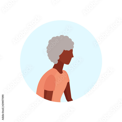 african american old woman profile avatar elderly grandmother isolated portrait flat cartoon character vector illustration