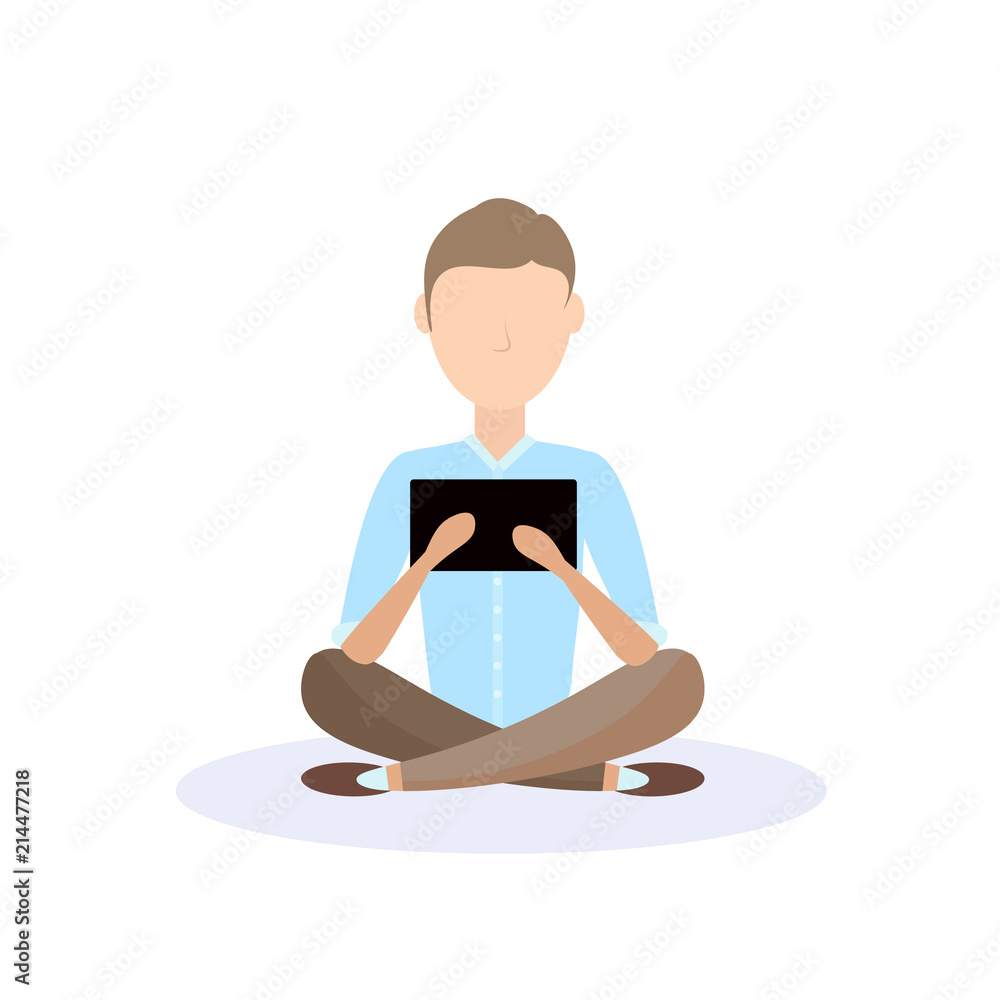 young man sitting pose isolated using laptop male cartoon character full length flat vector illustration young man sitting pose isolated using laptop male cartoon character full length flat vector illustration