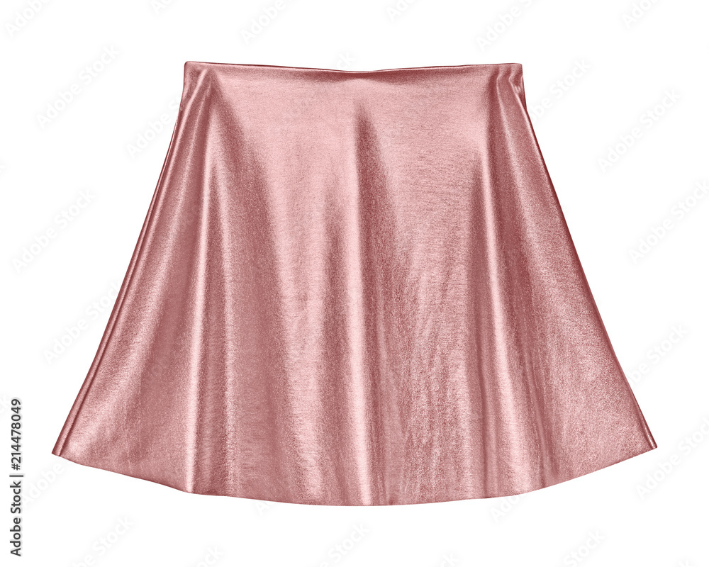 Light pink rose shiny mini skirt isolated on white Light pink rose shiny mini skirt isolated on white