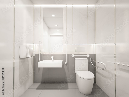 Interior of Modern Disabled toilet, 3d rendering