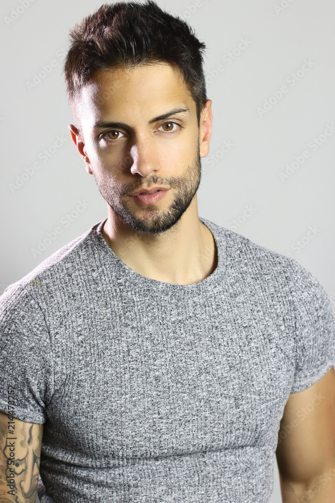 Portrait of an handsome male model posing on studio Portrait of an handsome male model posing on studio