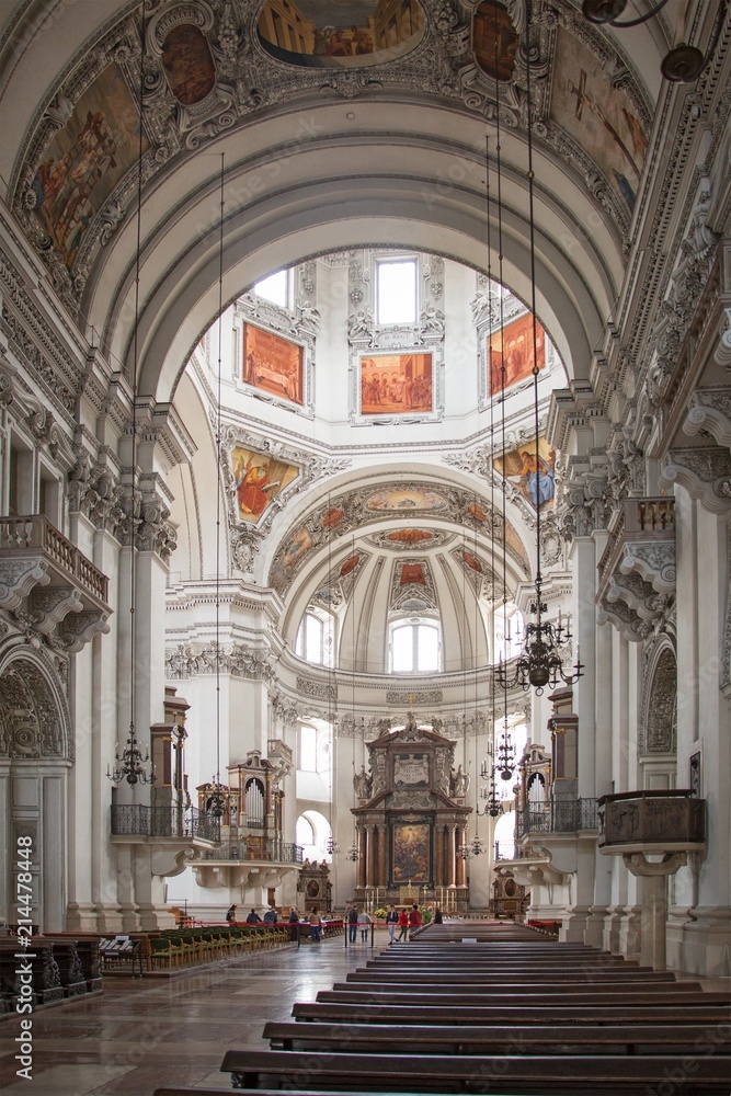 Salzburg baroque cathedral interior view