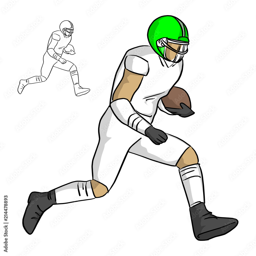 american football player running with the ball vector illustration sketch doodle hand drawn with black lines isolated on white background american football player running with the ball vector illustration sketch doodle hand drawn with black lines isolated on white background