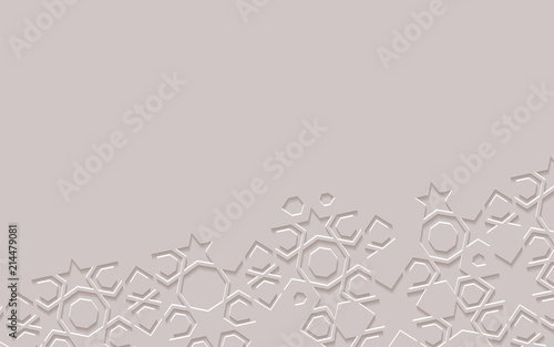 Arabic arabesque design greeting card for Ramadan Kareem. Islamic ornamental monochrome detail of mosaic.Vector illustration.