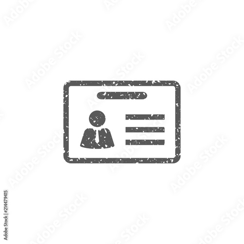 ID Card icon in grunge texture. Vintage style vector illustration.
