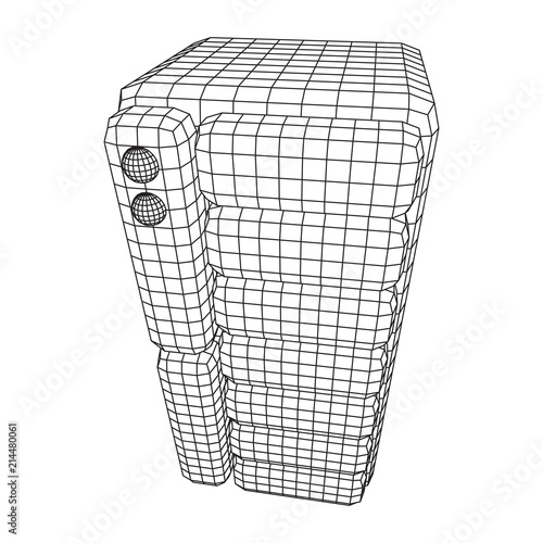 Hardware equipment telecommunication server. Data center storage room object. Computer database tower. Internet industry cluster. Wireframe low poly mesh vector illustration