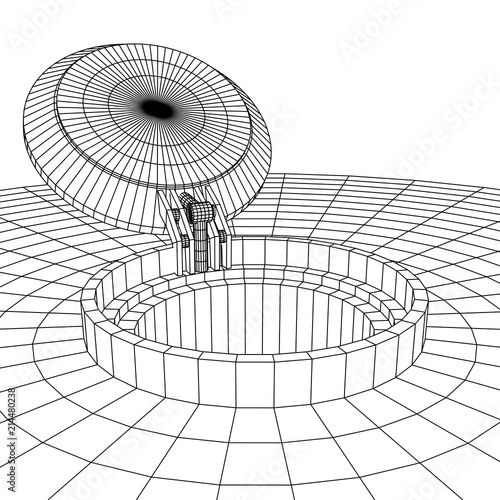 Cover rocket silo intercontinental ballistic missile. Wireframe low poly mesh vector illustration