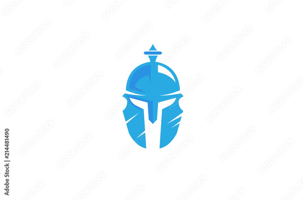 Fotografie Warrior Helmet Logo Design Illustration