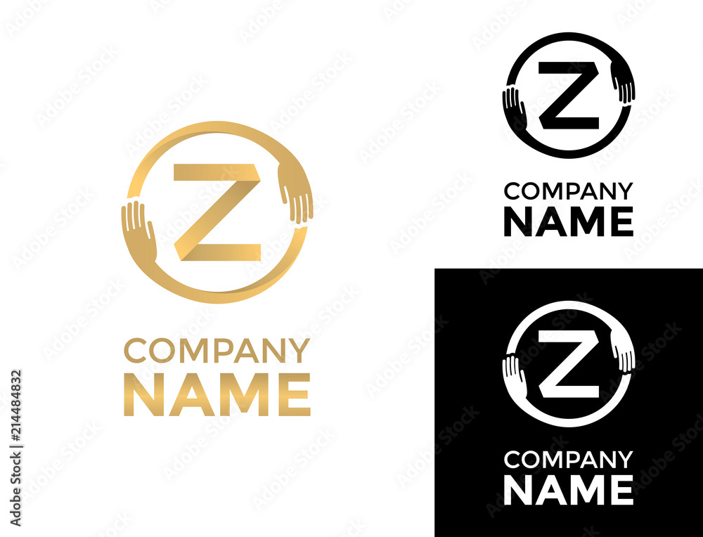 Logo letter Z in a circle with hands Logo letter Z in a circle with hands