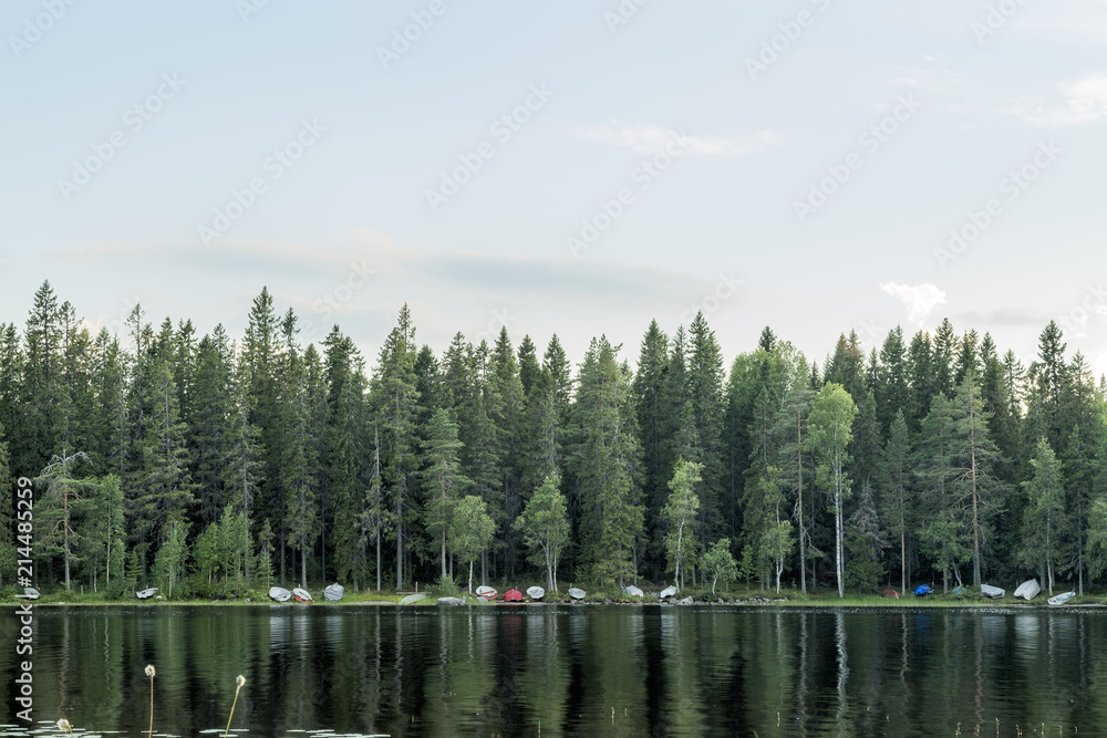 Rowboats by Lake