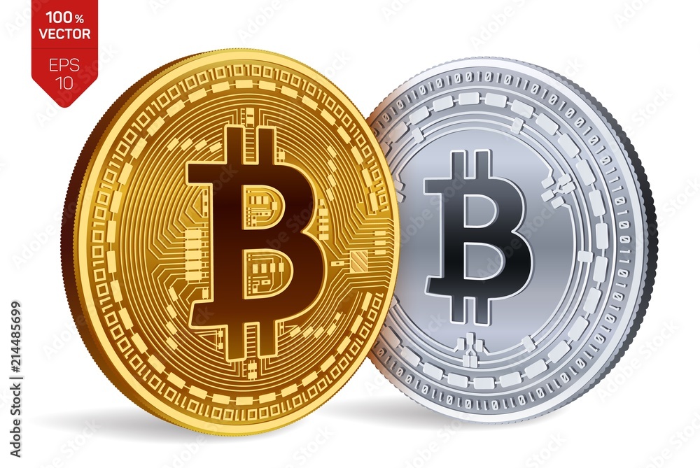 Bitcoin and Bitcoin Cash. 3D isometric Physical coins. Digital currency. Cryptocurrency. Golden and silver coins with Bitcoin Cash symbol and Bitcoin symbol isolated on white background. Vector Bitcoin and Bitcoin Cash. 3D isometric Physical coins. Digital currency. Cryptocurrency. Golden and silver coins with Bitcoin Cash symbol and Bitcoin symbol isolated on white background. Vector