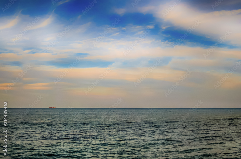 Seascape during the sunset in the Odesa of Ukraine