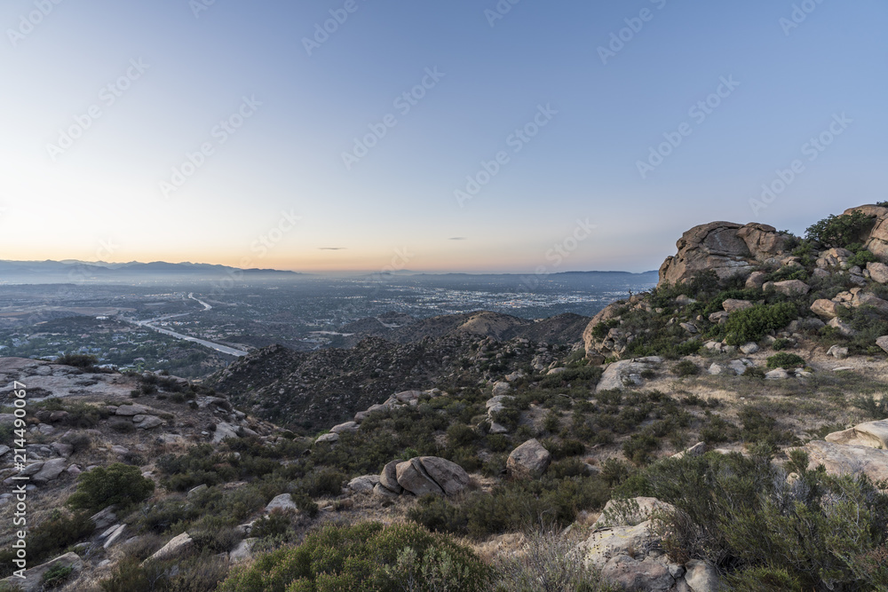 Predawn view of the San Fernando Valley in Los Angeles California.  Shot from Rocky Peak Park near Simi Valley.  