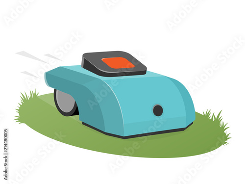 automatic lawnmower mowing the lawn