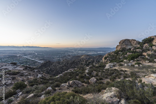 Predawn view of the San Fernando Valley in Los Angeles California. Shot from Rocky Peak Park near Simi Valley. 