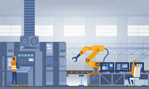 Industry 4.0 Smart factory concept. Technology vector illustration