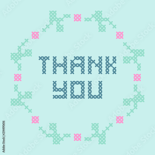 Cross-stitch lettering Thank you